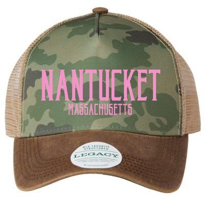 Nantucket Massachusetts Text Print Legacy Tie Dye Trucker Hat