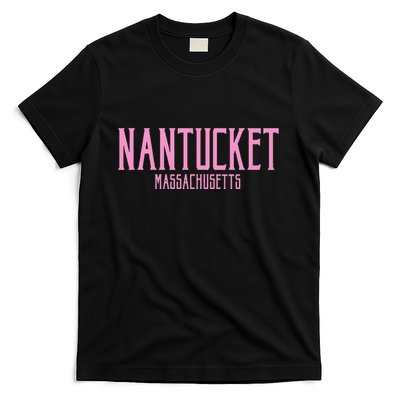 Nantucket Massachusetts Text Print T-Shirt
