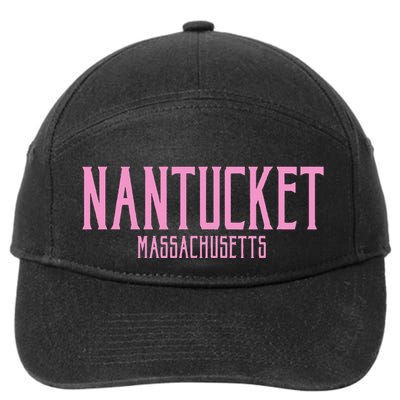 Nantucket Massachusetts Text Print 7-Panel Snapback Hat
