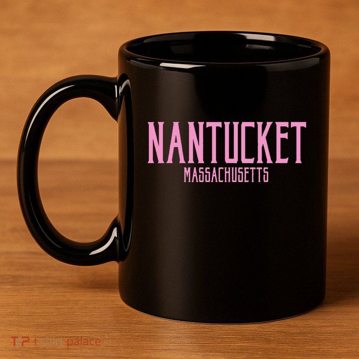 Nantucket Massachusetts Text Print 11oz C Handle Ceramic Mug