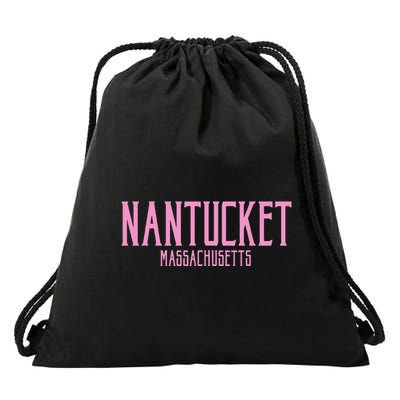 Nantucket Massachusetts Text Print Drawstring Bag