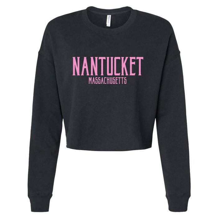 Nantucket Massachusetts Text Print Cropped Pullover Crew