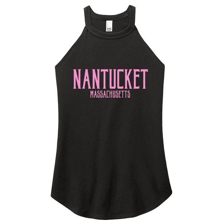 Nantucket Massachusetts Text Print Women's Perfect Tri Rocker Tank