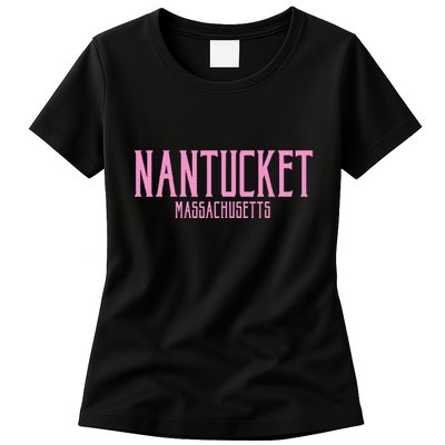 Nantucket Massachusetts Text Print Womens T-Shirt