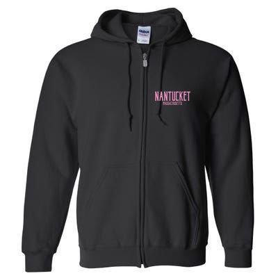 Nantucket Massachusetts Text Print Full Zip Hoodie
