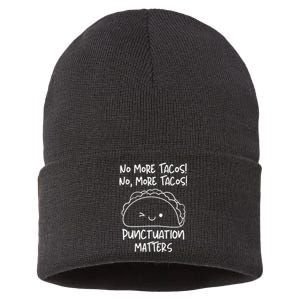 No More Tacos Punctuation Matters Taco English Teacher Sustainable Knit Beanie