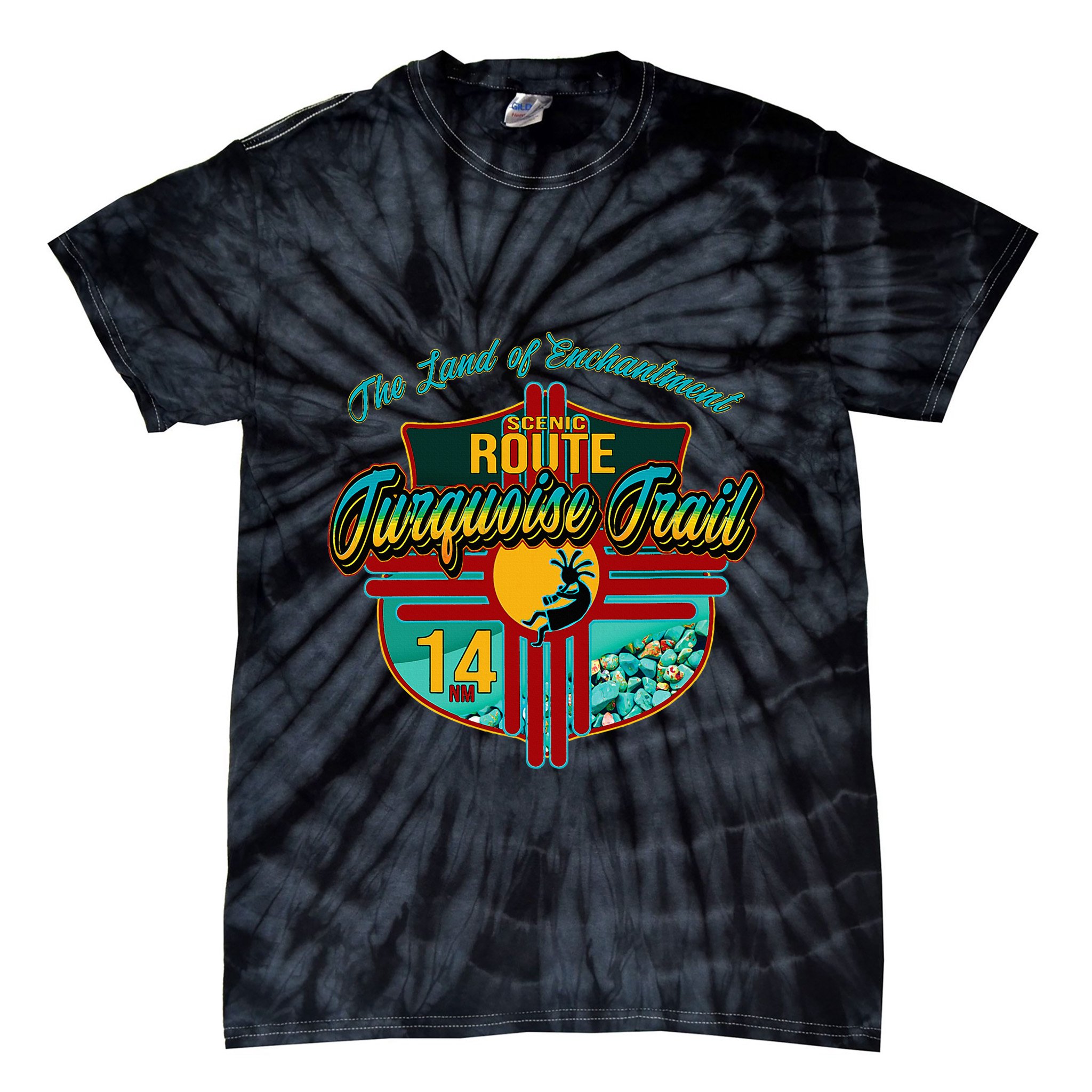 New Mexico Turquoise Trail National Scenic Route 14 Souvenir Tie-Dye T-Shirt