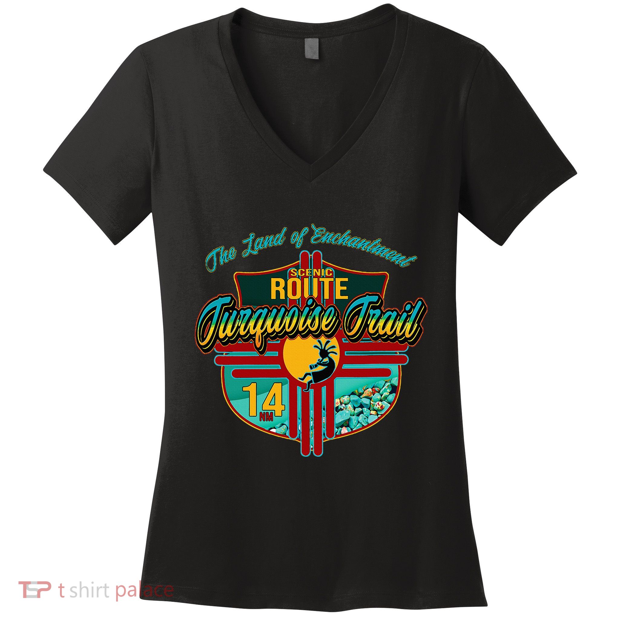 New Mexico Turquoise Trail National Scenic Route 14 Souvenir Women's V-Neck T-Shirt
