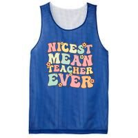 Nicest Mean Teacher Ever Retro Groovy Teacher Teaching Gift Mesh Reversible Basketball Jersey Tank