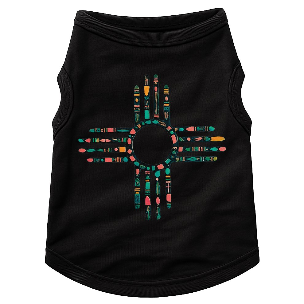 New Mexico Turquoise And Pink Turquoise Zia Symbol Doggie Tank