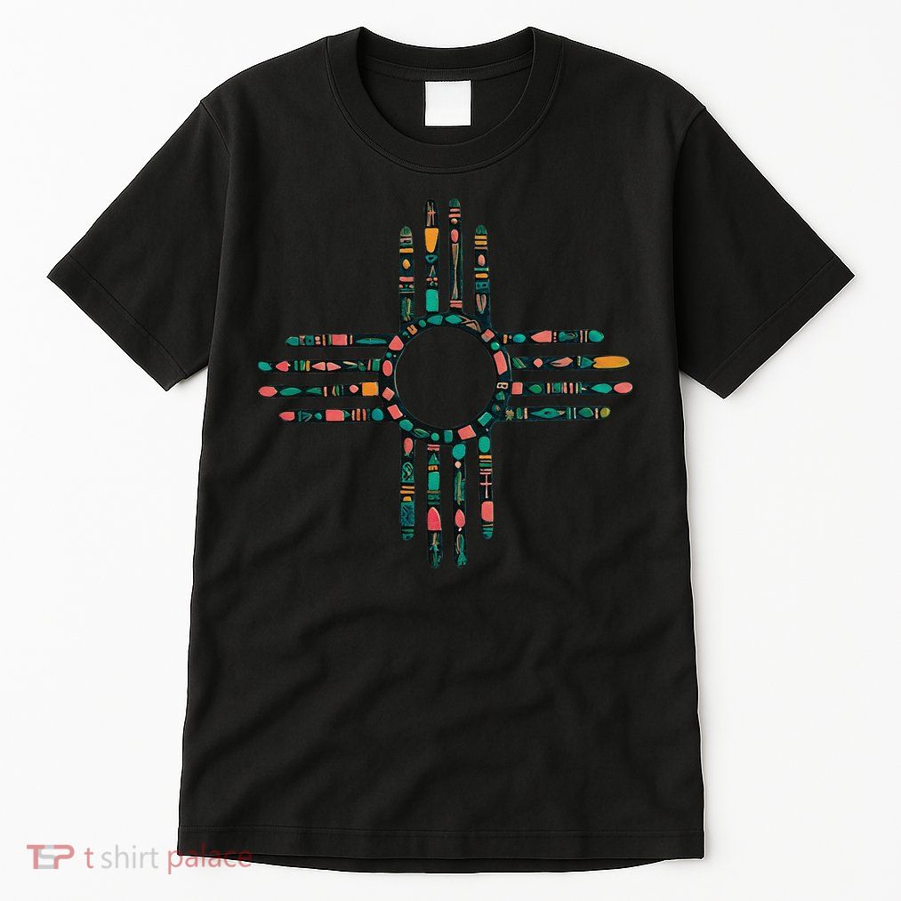 New Mexico Turquoise And Pink Turquoise Zia Symbol Tall T-Shirt