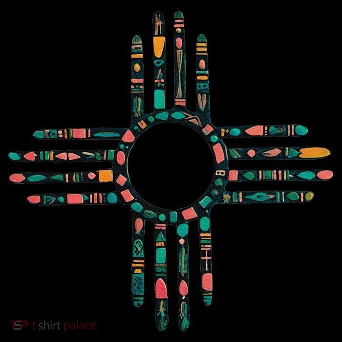 New Mexico Turquoise And Pink Turquoise Zia Symbol Tall T-Shirt