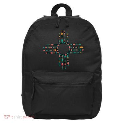 New Mexico Turquoise And Pink Turquoise Zia Symbol 16 in Basic Backpack