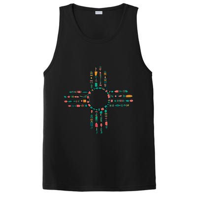 New Mexico Turquoise And Pink Turquoise Zia Symbol PosiCharge Competitor Tank