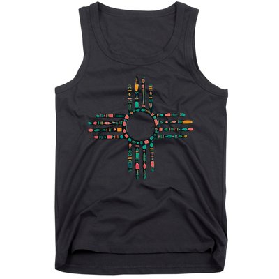 New Mexico Turquoise And Pink Turquoise Zia Symbol Tank Top