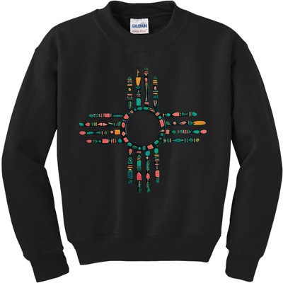 New Mexico Turquoise And Pink Turquoise Zia Symbol Kids Sweatshirt