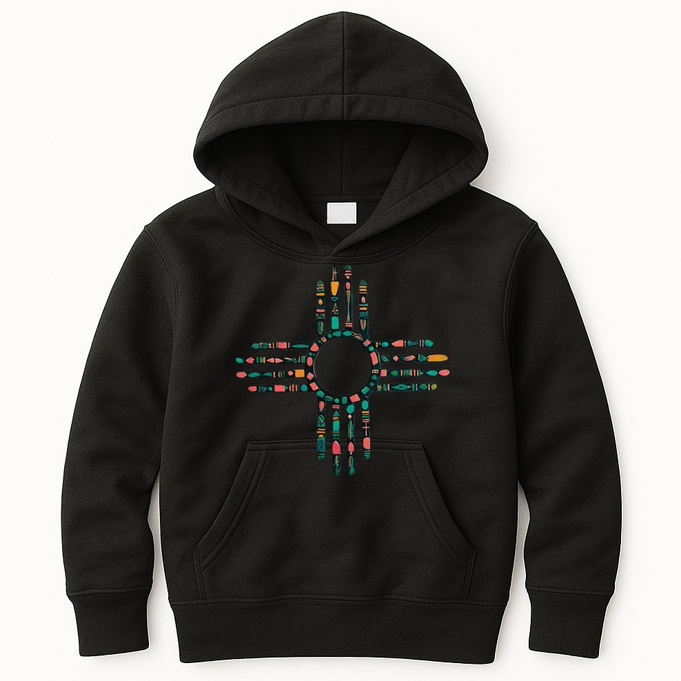 New Mexico Turquoise And Pink Turquoise Zia Symbol Kids Hoodie