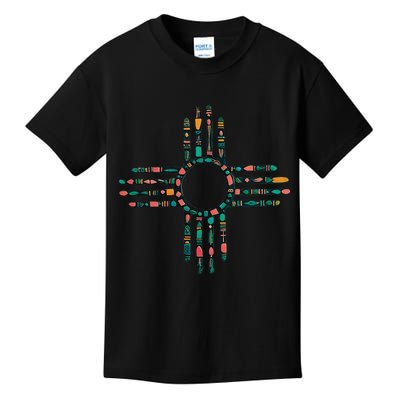 New Mexico Turquoise And Pink Turquoise Zia Symbol Kids T-Shirt