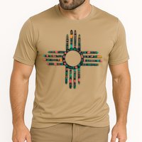 New Mexico Turquoise And Pink Turquoise Zia Symbol Cooling Performance Crew T-Shirt
