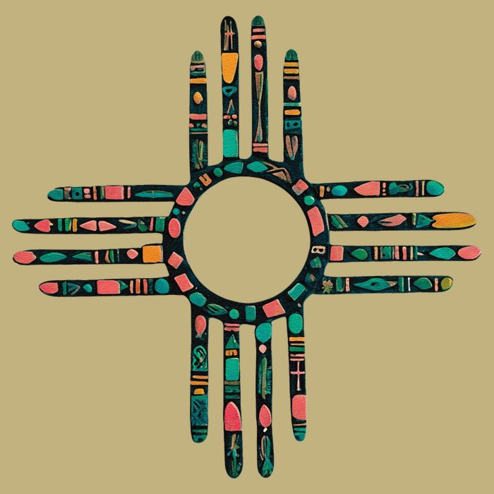 New Mexico Turquoise And Pink Turquoise Zia Symbol Cooling Performance Crew T-Shirt