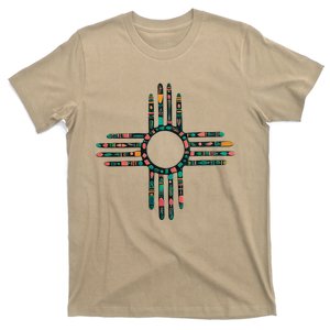 New Mexico Turquoise And Pink Turquoise Zia Symbol T-Shirt