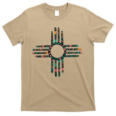 New Mexico Turquoise And Pink Turquoise Zia Symbol T-Shirt