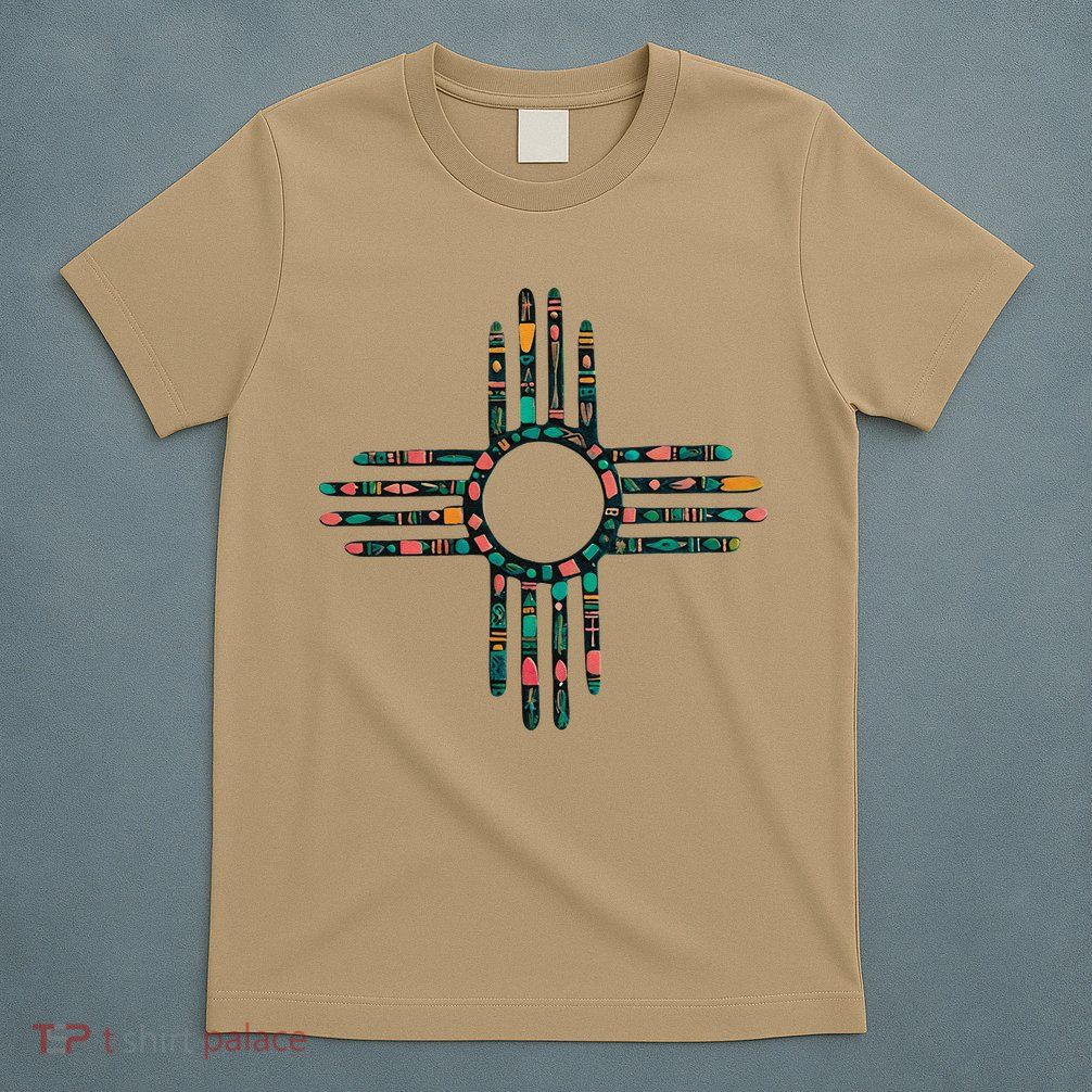New Mexico Turquoise And Pink Turquoise Zia Symbol T-Shirt