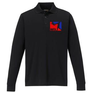 National Midget Tossing Association Funny Performance Long Sleeve Polo