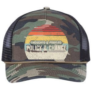 No More Thoughts & Prayers Time For Policy & Change Retro Rope Trucker Hat Cap