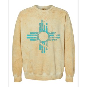 New Mexico T Zia Symbol Distressed Colorblast Crewneck Sweatshirt