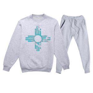 New Mexico T Zia Symbol Distressed Premium Crewneck Sweatsuit Set