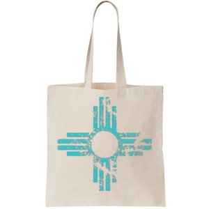 New Mexico T Zia Symbol Distressed Tote Bag