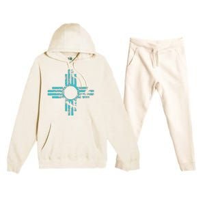 New Mexico T Zia Symbol Distressed Premium Hooded Sweatsuit Set