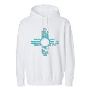 New Mexico T Zia Symbol Distressed Garment-Dyed Fleece Hoodie