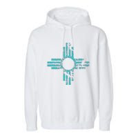 New Mexico T Zia Symbol Distressed Garment-Dyed Fleece Hoodie