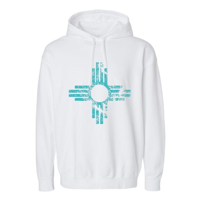 New Mexico T Zia Symbol Distressed Garment-Dyed Fleece Hoodie