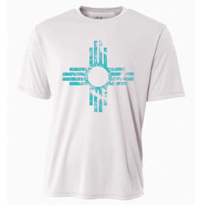 New Mexico T Zia Symbol Distressed Cooling Performance Crew T-Shirt