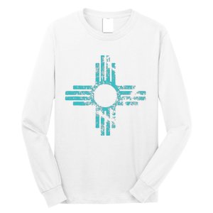 New Mexico T Zia Symbol Distressed Long Sleeve Shirt