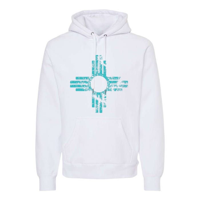 New Mexico T Zia Symbol Distressed Premium Hoodie