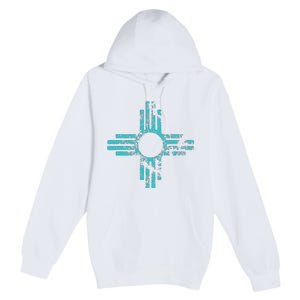 New Mexico T Zia Symbol Distressed Premium Pullover Hoodie