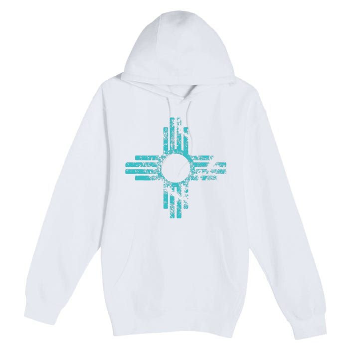 New Mexico T Zia Symbol Distressed Premium Pullover Hoodie