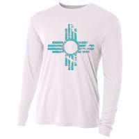 New Mexico T Zia Symbol Distressed Cooling Performance Long Sleeve Crew