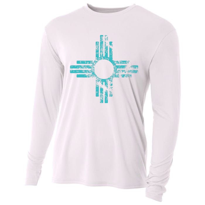 New Mexico T Zia Symbol Distressed Cooling Performance Long Sleeve Crew