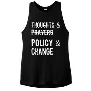 No More Thoughts & Prayers Time For Policy & Change Ladies PosiCharge Tri-Blend Wicking Tank