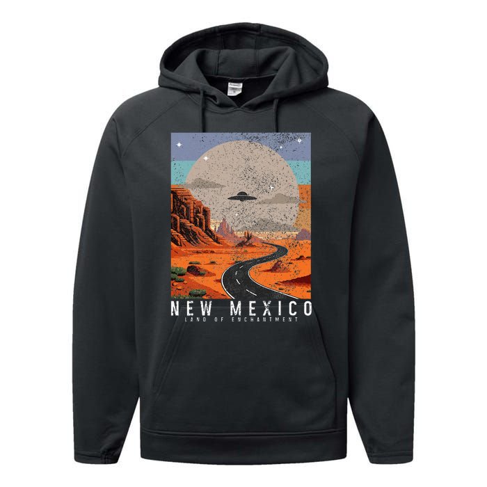 New Mexico The Land Of Enchantment Pride Ufo Performance Fleece Hoodie