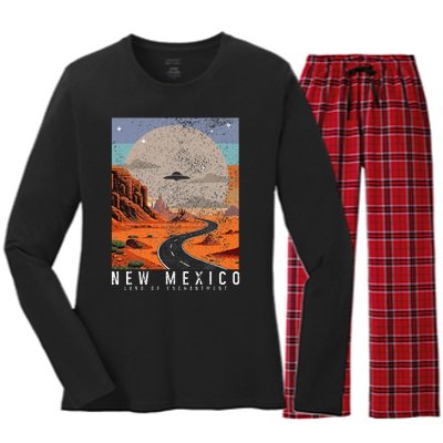 New Mexico The Land Of Enchantment Pride Ufo Women's Long Sleeve Flannel Pajama Set 