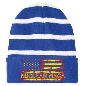 Nuclear Maga USA Flag Striped Beanie with Solid Band