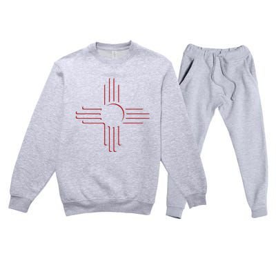 New Mexico Unique Red Zia Symbol Flag Gift Premium Crewneck Sweatsuit Set