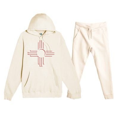 New Mexico Unique Red Zia Symbol Flag Gift Premium Hooded Sweatsuit Set