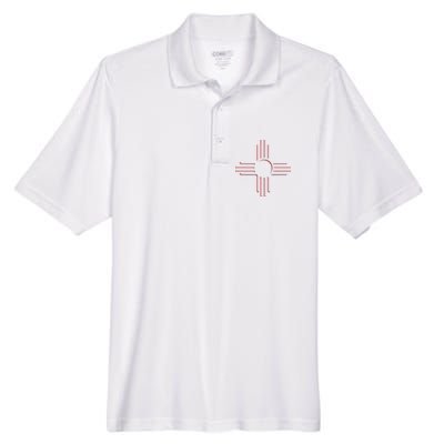 New Mexico Unique Red Zia Symbol Flag Gift Men's Origin Performance Pique Polo